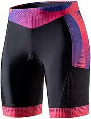 [MY KILOMETRE] Triathlon Shorts Womens 8" Tri Shorts with Side Pockets Adjustable Drawstring