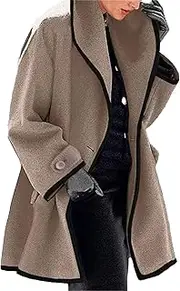 [JEShifangjiusu] Womens Wool Blend Pea Coat Fashion Winter Dressy Overcoat Single Breasted Trench Jackets with Hood
