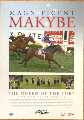 GLEN BOSS HAND SIGNED MAGNIFICENT MAKYBE DIVA 2005 COX PLATE WINNING PRINT