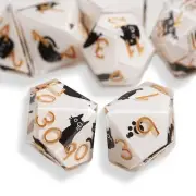 GU BEI TE DND Dice Set 7-PcsCute Cat Style Resin Dice Polyhedral Resin Sharp ...