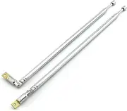 E-outstanding 1 Pair AM FM Radio Universal Antenna, 62.5cm 24.6" Length 4 Section Telescopic Stainless Steel Antenna Aerial for Radio TV