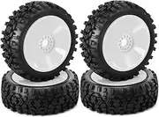 4PCS 1/8 RC Wheel Tire Rubber 120MM 112MM Tire 17mm Hub Hex for 1/8 RC Car on Road Off-Road, White