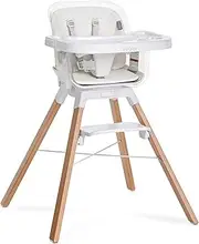 Evolur Bloom High Chair, 360° Rotating Seat, Easily Converts to Adult Stool, Adjustable Foot Rest, Adjustable & Removable Tray Baby High Chair