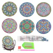Diamond Art Coasters, 6PCS Diamond Art Painting Coasters Holder, Mandala Flowers