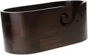 Wooden Yarn Organizer with Openings Oval Container for Knitting Enthusiasts, Dark Brown