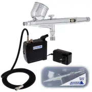 G23 AIRBRUSH & MINI AIR COMPRESSOR SET KIT Dual-Action Gravity Paint Hobby Cake