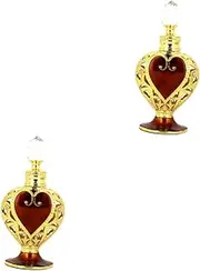 FRCOLOR 2 Pcs Unique Alloy Glass Perfume Bottle Essential Oil Storage Heart Shape Portable for Outdoor Activities