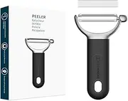 KITCHENDAO Swivel Vegetable Peeler for Kitchen - Japanese 420J2 Stainless Steel Sharp Dual Durable Blade-Built-in Potato Eye Remover, Ergonomic Soft-Touch Handle-Dishwasher Safe-Black