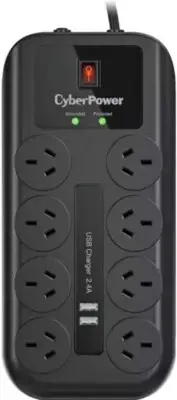 8 Outlet Power board with 2 USB charge port, Surge and Overload Protection