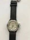 New Authentic GUESS Black Leather Strap Silver-tone stainless steelWatch G95354L