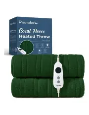 [Dreamaker] Coral Fleece Electric Heated Throw Blanket in Eden Green