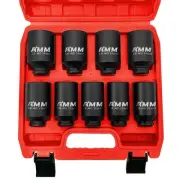 9PCS 1/2" Drive Deep Impact Socket Set, Metric Spindle Axle Nut Impact Socket...
