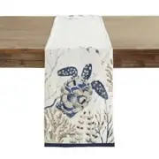 NWT PIER 1 Gorgeous Beaded Blue Sea Turtle Nautical Table Runner 13" x 72"