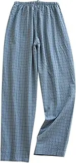 [Generic] Men's Pajama Pants Sleep Lounge Light Soft Classic Plaid Woven Sleepwear Casual Drawstring Bottom Pants with Pockets