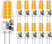 LUTW G4 LED Bulbs Warm White 3000K, AC/DC 12V G4 Bulb LED Equivalent 20W Halogen, 2W 200LM 2 Pin Light Bulbs, Non Dimmable No Flickering LED Lights for Home Lighting, Chandelier, Cabinet, 10 Pack