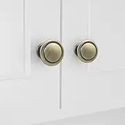 HOMOTEK 10 Pack Cabinet Knobs Drawer Pulls Zinc Stepped Round Dresser Handles,Kitchen,Cupboard, Bathroom, Wardrobe, Cabinet Hardware,Antique Brass