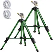 Impact Sprinkler on Tripod Base, 2 Pack Lawn Sprinkler for Yard 360 Degree Large