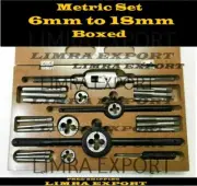 BRAND NEW HEAVY DUTY METRIC TAP AND DIE SET 06MM TO 18MM- METRIC COMPLETE Box