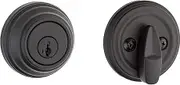 Kwikset 980 Deadbolt Lock, Matte Black Round Exterior Keyed Front Entry Door, Pick Resistant SmartKey Rekey Security, Single Cylinder Dead Bolt, with Microban Protection
