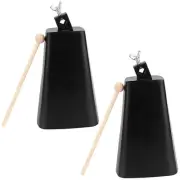 2 Pack 8 Inch Metal Steel Cow Bells, Noise Makers Hand Percussion Cowbell wit...