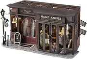 MAGQOO DIY Miniature Dollhouse Kit with Furniture 1:24 Scale Creative Room Mini Wooden Doll House Accessories DIY Miniature House Kit (Vintage Coffee Shop)