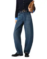 Maje Balloon Jeans with Martingale in Blue
