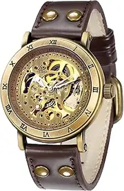 [Carrie Hughes] Men's Automatic Watches Steampunk Tourbillon Mechanical Stainless Steel Waterproof Watch