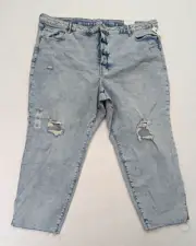 Old Navy Women's Jeans Plus Size 28 O.G. Straight Light Wash Distressed NEW