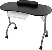 Folding Manicure Nail Table with Castors Black,Manicure Tool Sets 6.95KG-110123
