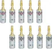 HHDZI Banana Plugs Speaker Plugs with Dual Screws Connector (Sliver) (5 Pairs)