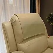 AmazeCov Non Slip Headrest Cover for Furniture Slipcovers,Faux Leather Headrest Protector for Recline Chair Vinyl Head Protector Cover for Sofa,Theater Seat Cover for Home & Office 17x27 in, Beige