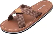 [Harssidanzar] KM229EU Men's Cross Slide Sandals Slip On Comfortable Lightweight Summer Slippers Shoes for Indoor and Outdoor Use Quick-Dry