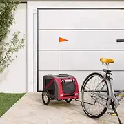Pet Bike Trailer - Red & Grey Oxford Fabric with Iron Frame, Spacious 50 x 70 x 50 cm Cabin, 125 x 63 x 66 cm, Safe Two-Wheel Design for Small Dogs & Cargo, PVC-Weatherproof, Reflectors