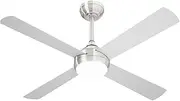 Ceiling Fan with Light and Remote Control, 52" Ceiling Fan with 4 Blades AC Motor, Silver Low Profile Ceiling Fan for Bedroom, Kitchen, Living Room