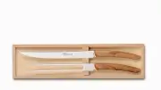 Claude Dozorme CD.032.89 - Boxed Carving Knife and Fork Olive Wood Handles