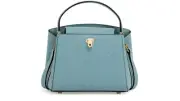 VALEXTRA Brera Micro $2580 Niagara Blue Leather Crossbody Bag New/Authentic