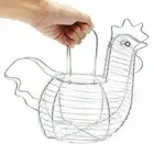 Kitchen Chicken Egg Basket French Country Style Chrome Wire Metal Storage