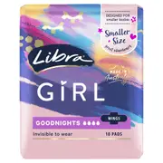 Libra Girl Pads Goodnights with Wings 10 Pack