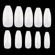 MAKARTT 500pcs Ballerina Nail Tips Coffin nails Full Cover Natural Colour False Acrylic Nail Art Tips 10 Sizes- for Nail Salons and DIY Nail Art (Natural)