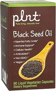 plnt Black Seed Oil Capsules, Supports Immune and Cellular Health, Essential Fatty Acids, Antioxidant, Vegan, NonGMO (90 Liquid Veggie Capsules)