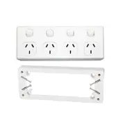 3A AU Quad PowerPoint 10A 250v & Mounting Block to Suit 4 Gang GPO Socket Outlet