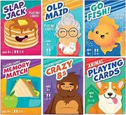 LotFancy Card Games for Kids, 6 Decks, Include Go Fish, Old Maid, Crazy Eights, Memory Match, Slap Jack, Animal Playing Cards