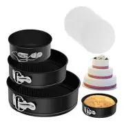 Springform Cake Pan Set of 3 - Nonstick Leakproof Round 4-7-9 Inches Black