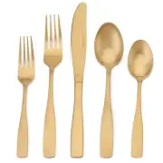 Matte Gold Silverware Set, 20-Piece Stainless Steel Flatware set, Tableware C...