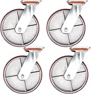 riin 4pcs 8inch 20cm Metal Caster Wheel Heavy Duty Industrial Castor Swivel Non Brake Without Lock 600kg ea for Trolley Furniture Equipment