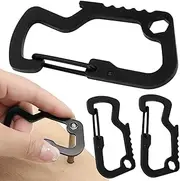 Carabiner Clips Heavy Duty - 4X Spring Snap Hooks,Stainless Steel Bottle Opener, Quick Release D Ring Shape Hook for Hammocks, Backpacks, Outdoor Gear