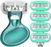 2024 New Women's Short Handle Razor with Five Blades, Can Remove Excess Body Hair From Arms, Legs, Underarms, Private Areas, Etc. Reusable, With Replaceable Razor Heads (H)