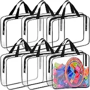 6 Packs Toy Storage Bags, Clear PVC Toy Storage Bags with Zippered, Waterproof Toy Bags for Board Games, Handheld Toy Storage Organizer for Building Blocks Board Games Toys (Black)
