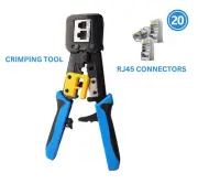 Cat5 Cat6 Ethernet Cable Crimping Tool with 20 Pcs RJ45 Pass Through Connectors