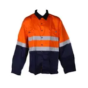 WS WORKWEAR Men's 2-Tone Fire Retardant Cotton Drill Shirt - Orange - Navy